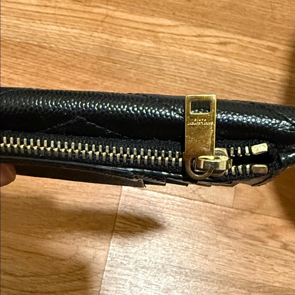 Saint Laurent Black Quilted Envelope Card Wallet with Gold YSL Emblem - Picture 8 of 11